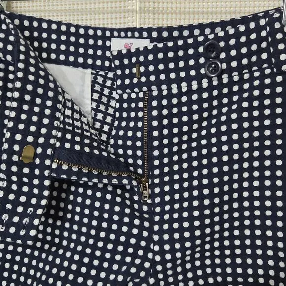 Vineyard Vines Shorts Womens 14 Navy Blue White Polka Dot Chino Day Boat - Picture 7 of 10